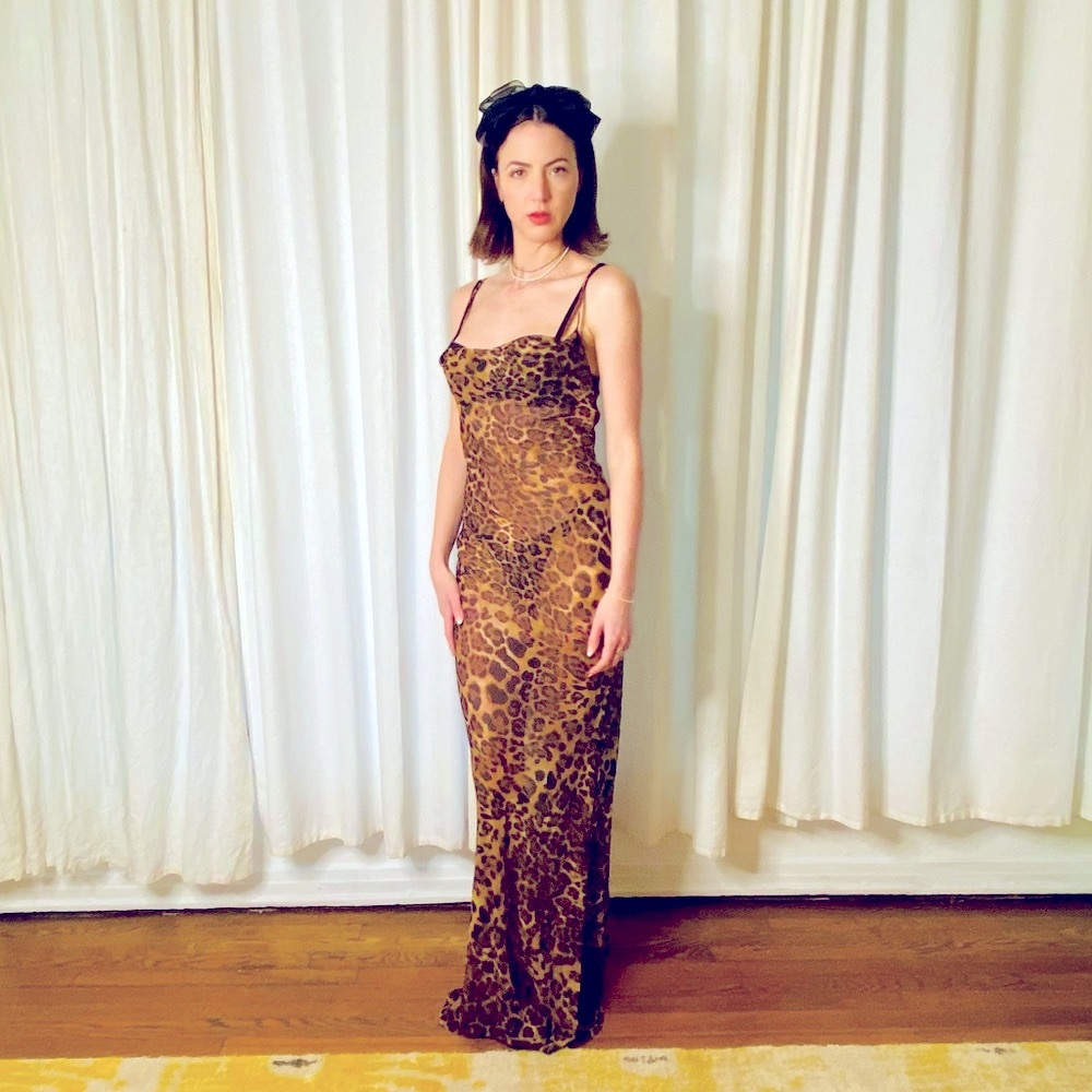 Sheer Leopard Print Maxi Dress NWT! - Picture 5 of 11